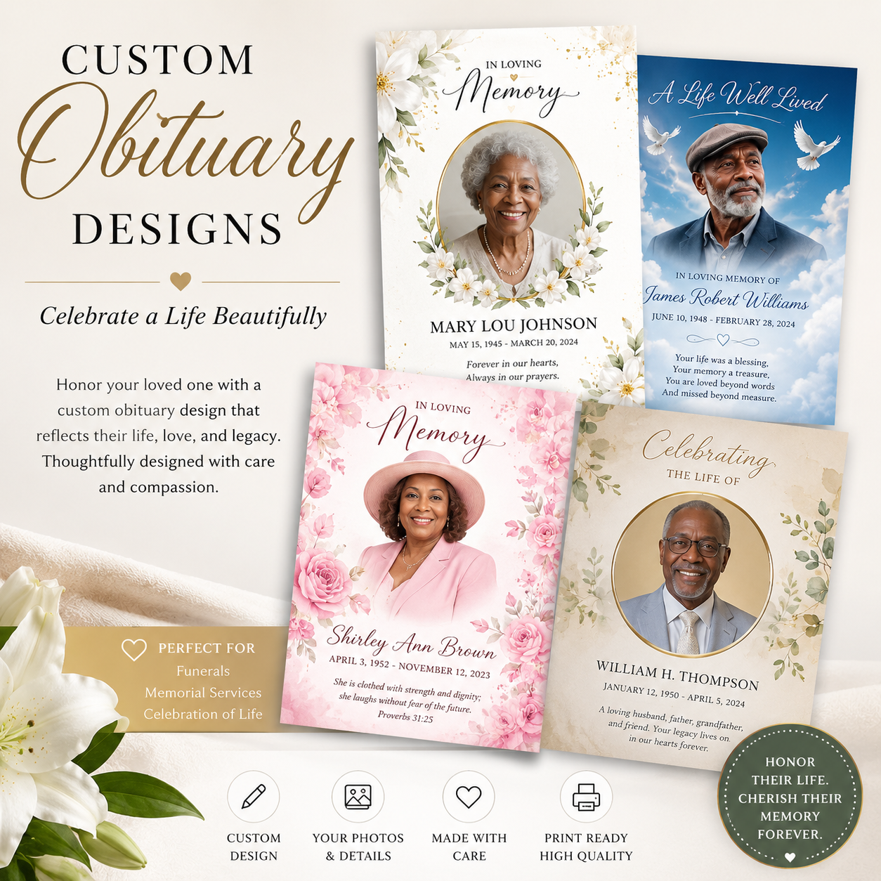 Personalized Memorial Program (bifold) (Min qty 25)