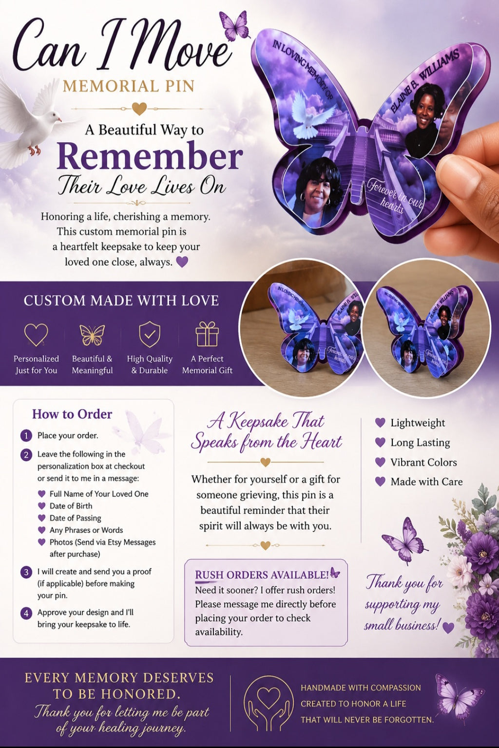 Butterfly keepsake pins